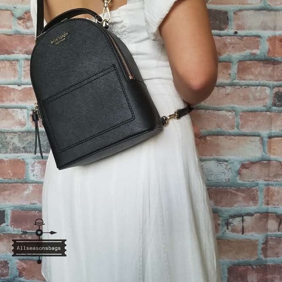 Kate spade MINI convertible backpack black leather - Picture 2 of 8